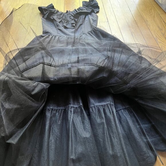 GUNNE SAX By Jessica McClintock Size 9 Black Gothic Ruffle Trim Vintage Dress - Picture 10 of 16